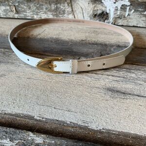 Vintage White Leather Belt